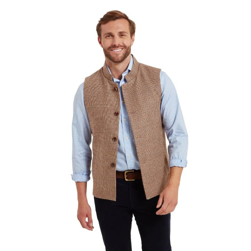 Schoffel Berwick Nehru Mens Tweed Waistcoat - Hawick Tweed