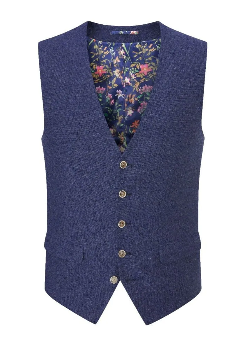 Skopes Jude Navy Herringbone Tweed Waistcoat