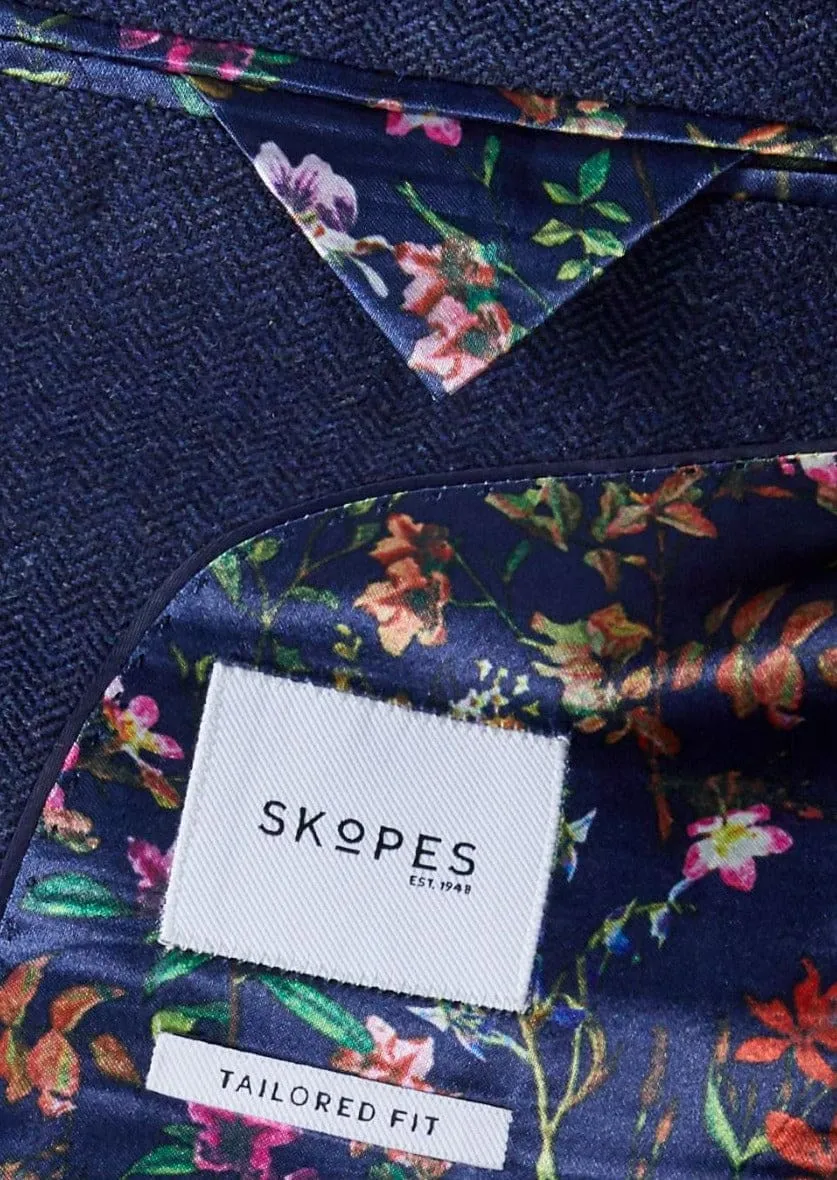 Skopes Jude Navy Herringbone Tweed Waistcoat