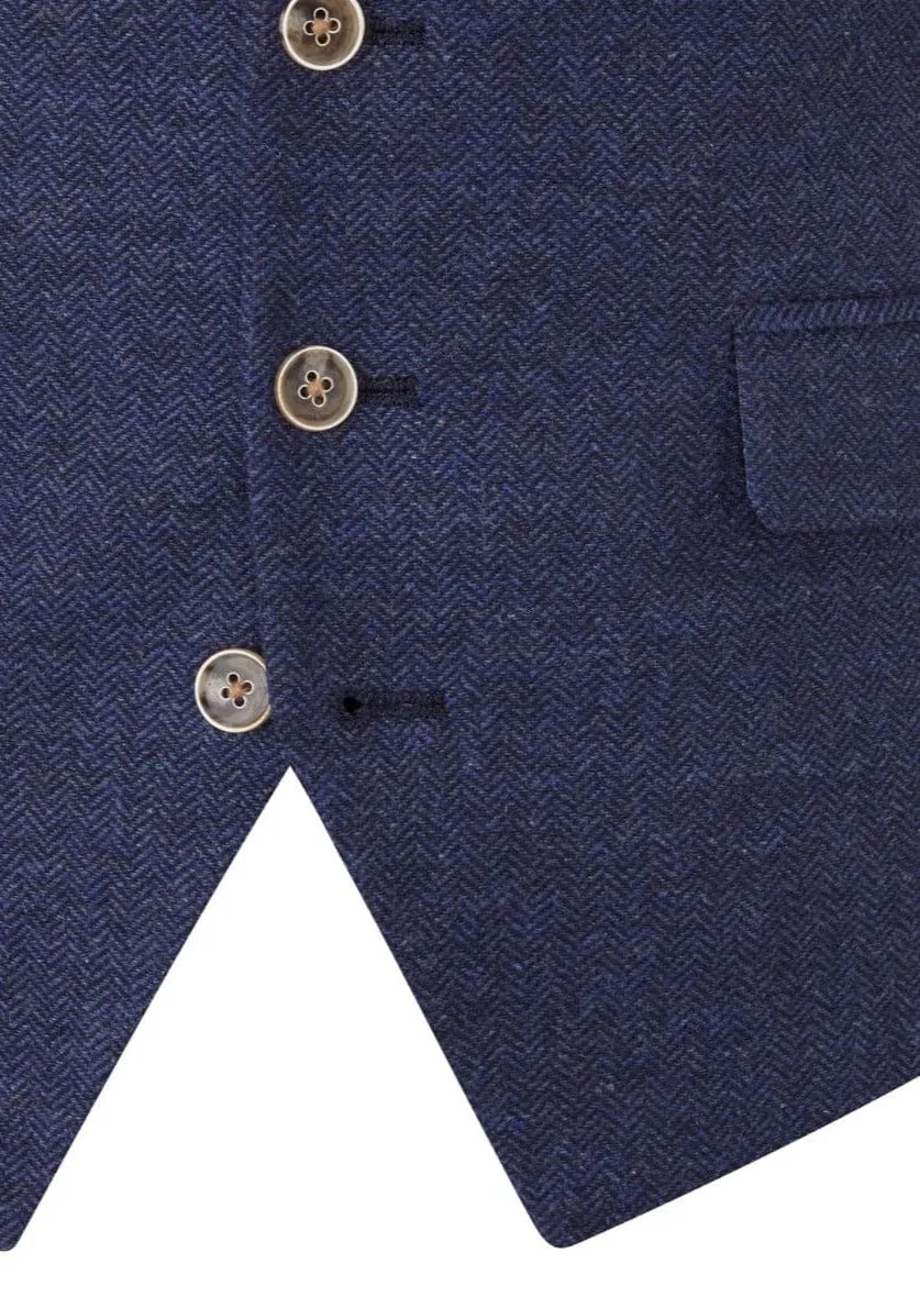 Skopes Jude Navy Herringbone Tweed Waistcoat