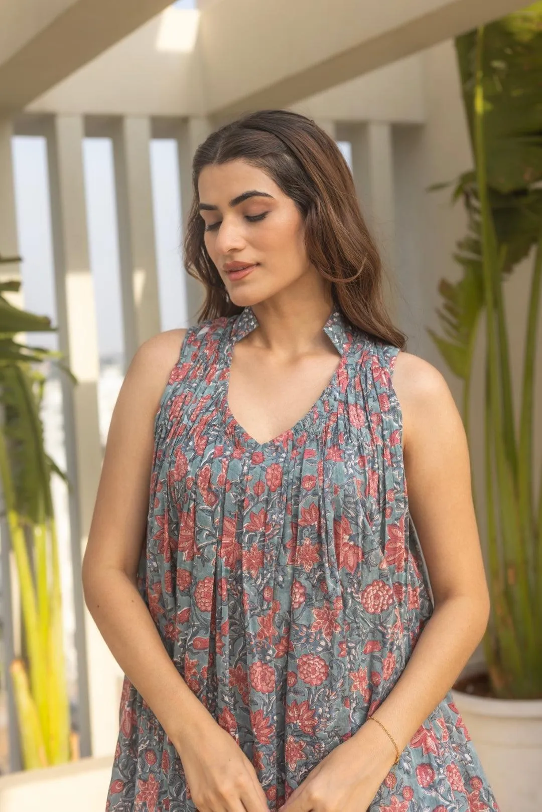 TEAL SAANJH MUL KURTA