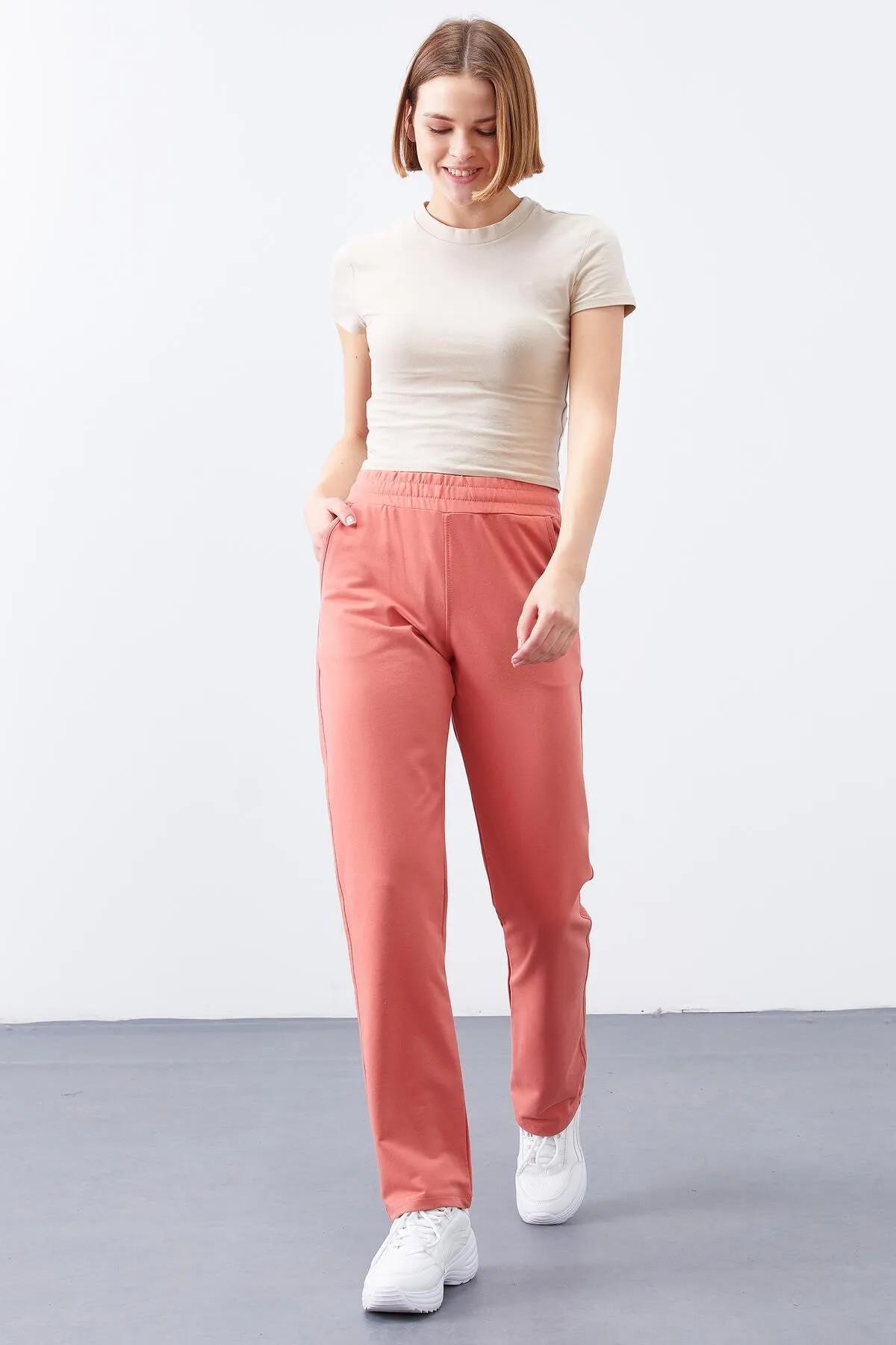 TMY Powder High Waist Pocketed Comfortable Fit Classic Leg Women's Sweatpants - 94584 - Breda