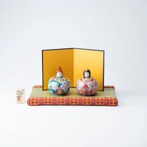 Toukou Kiln Sakura Kutani Hina Dolls with Mini Tatami Mat