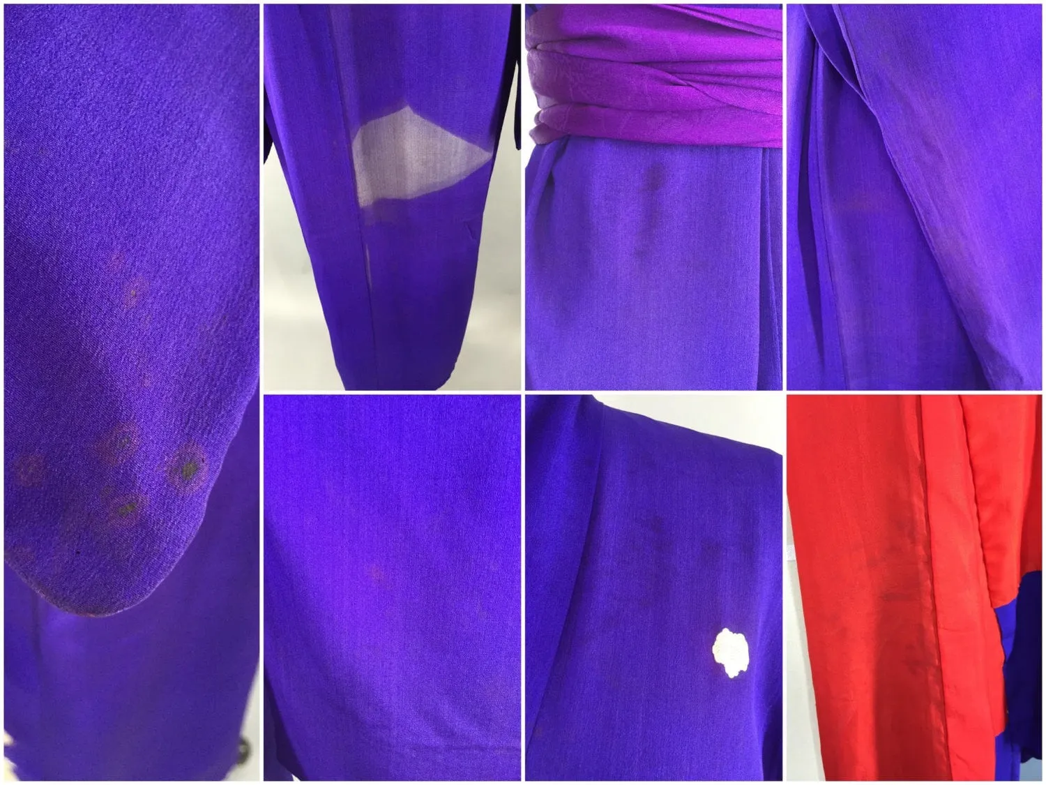 Vintage 1910-1920 Silk Kimono Robe / Purple Peonies Irotomesode
