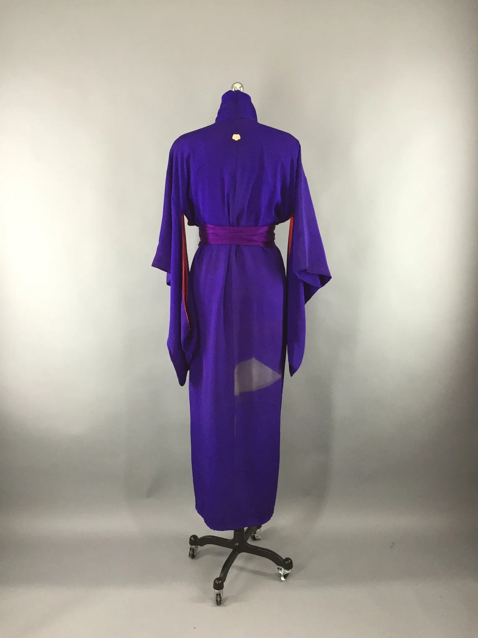 Vintage 1910-1920 Silk Kimono Robe / Purple Peonies Irotomesode
