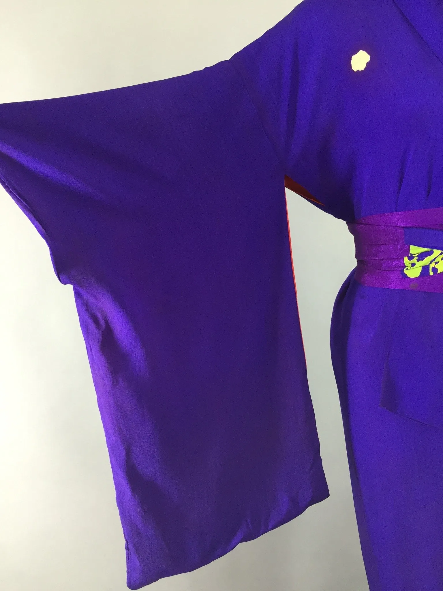 Vintage 1910-1920 Silk Kimono Robe / Purple Peonies Irotomesode