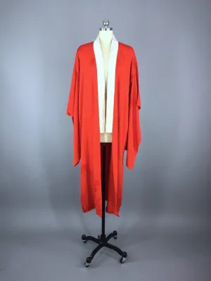 Vintage 1920s Silk Kimono Robe / Red Silk Juban