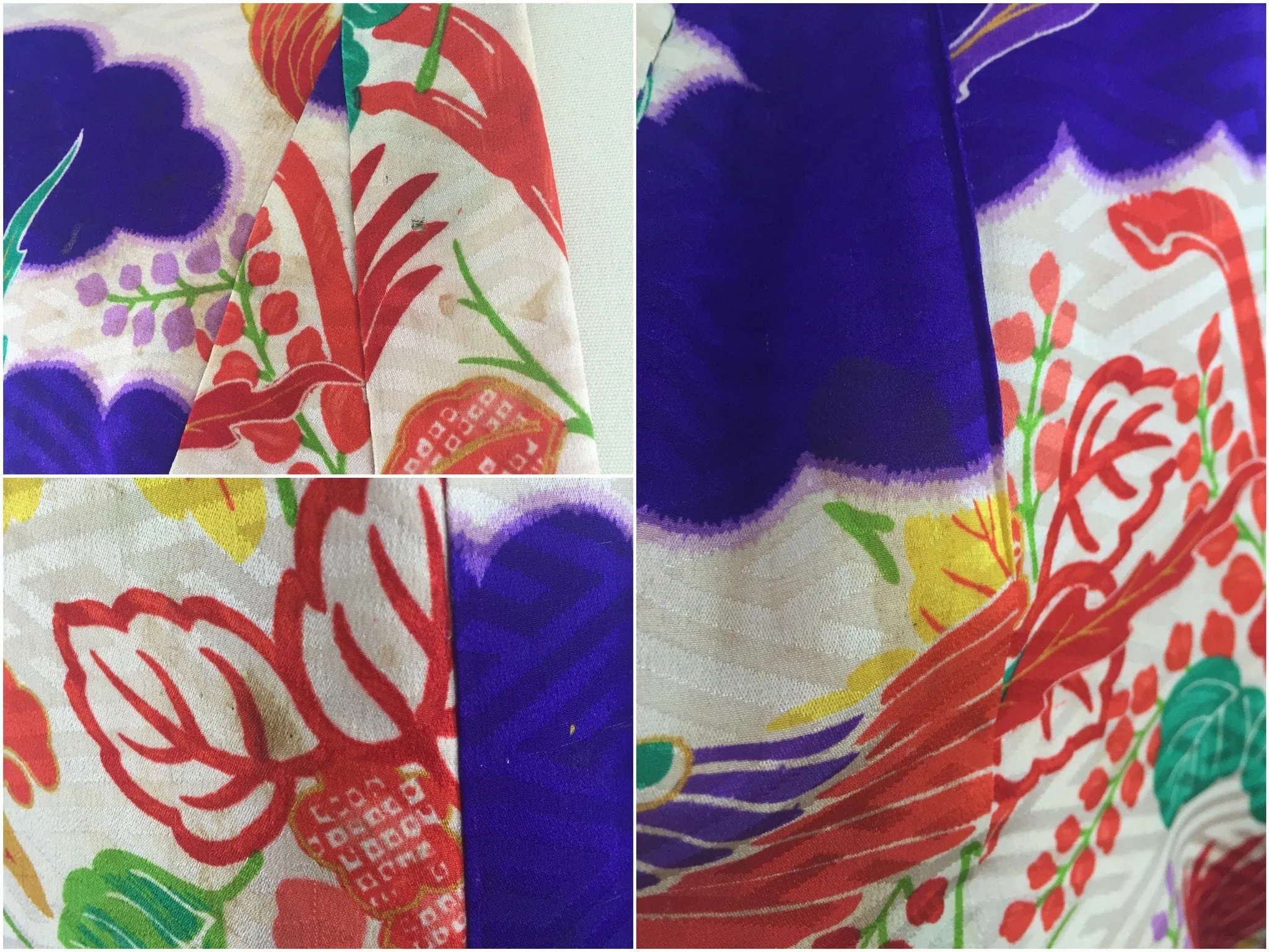 Vintage Silk Kimono / Child's Kids Kimono / 1900s 1910s / Phoenix Bird Print