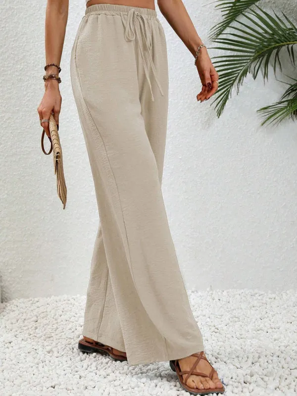Women's Comfortable casual wide leg pants with elastic waist
