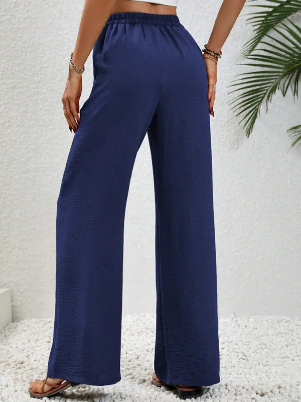 Women's Comfortable casual wide leg pants with elastic waist