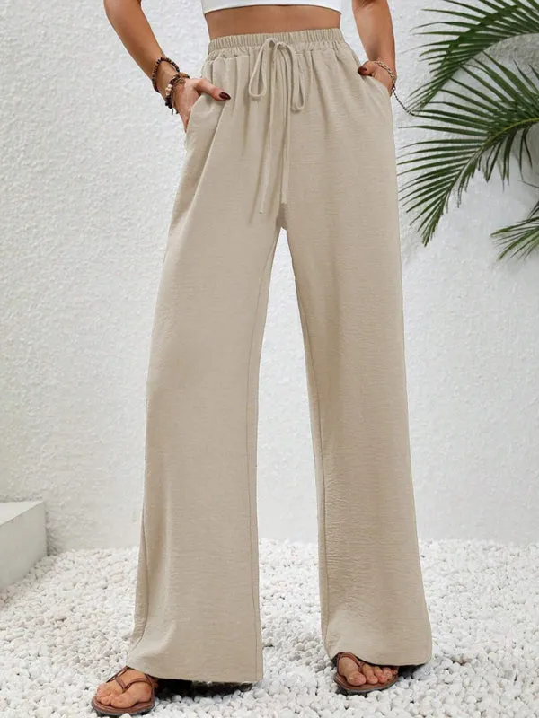 Women's Comfortable casual wide leg pants with elastic waist