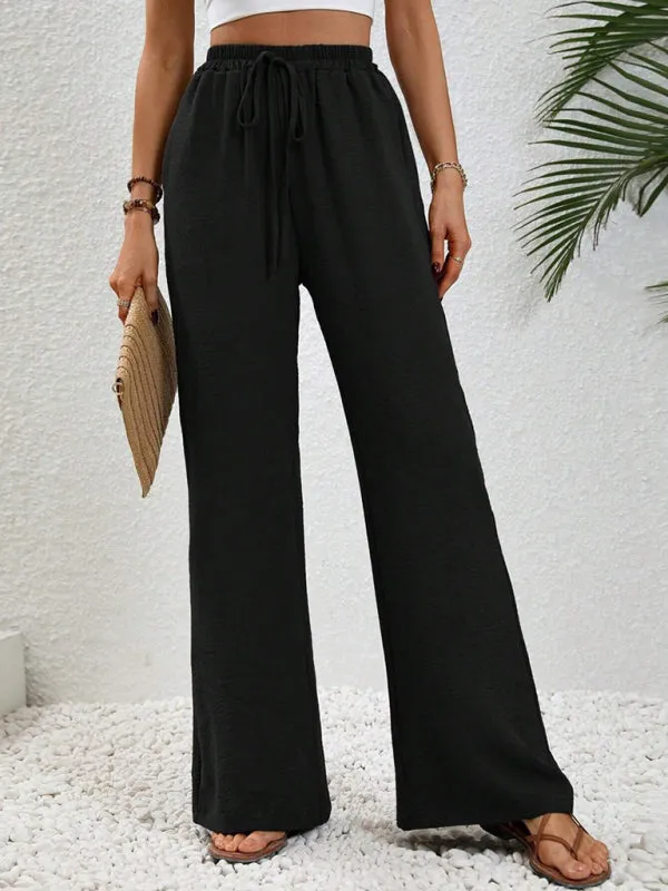 Women's Comfortable casual wide leg pants with elastic waist