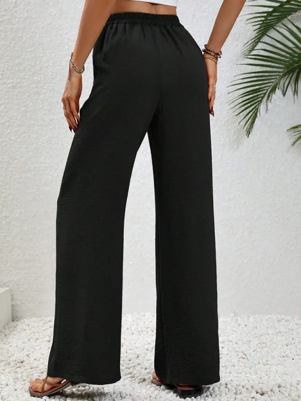 Women's Comfortable casual wide leg pants with elastic waist