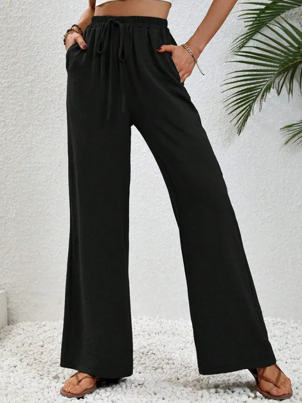 Women's Comfortable casual wide leg pants with elastic waist