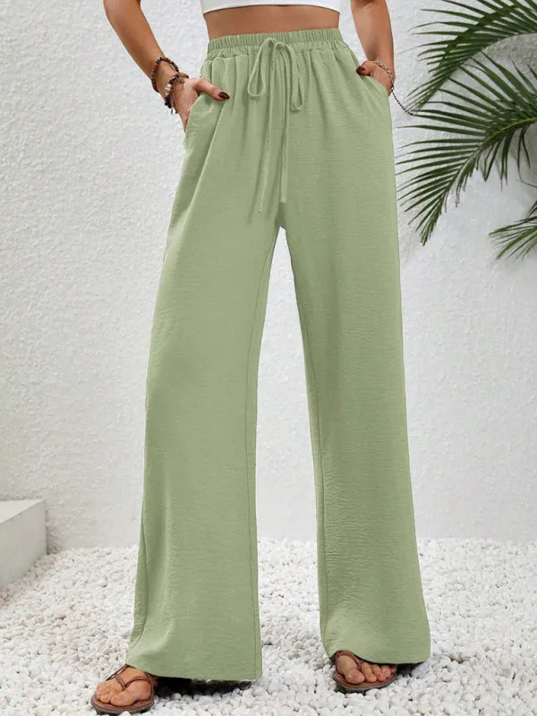 Women's Comfortable casual wide leg pants with elastic waist