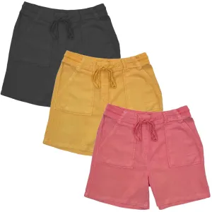 Womens Linen Summer Shorts with Adjustable Waist
