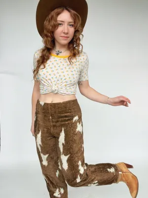 Y2K Pants Faux Fur Cow Print Bil Blass M/L