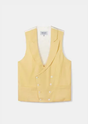 Yellow Peak Lapel Double Breasted Waistcoat