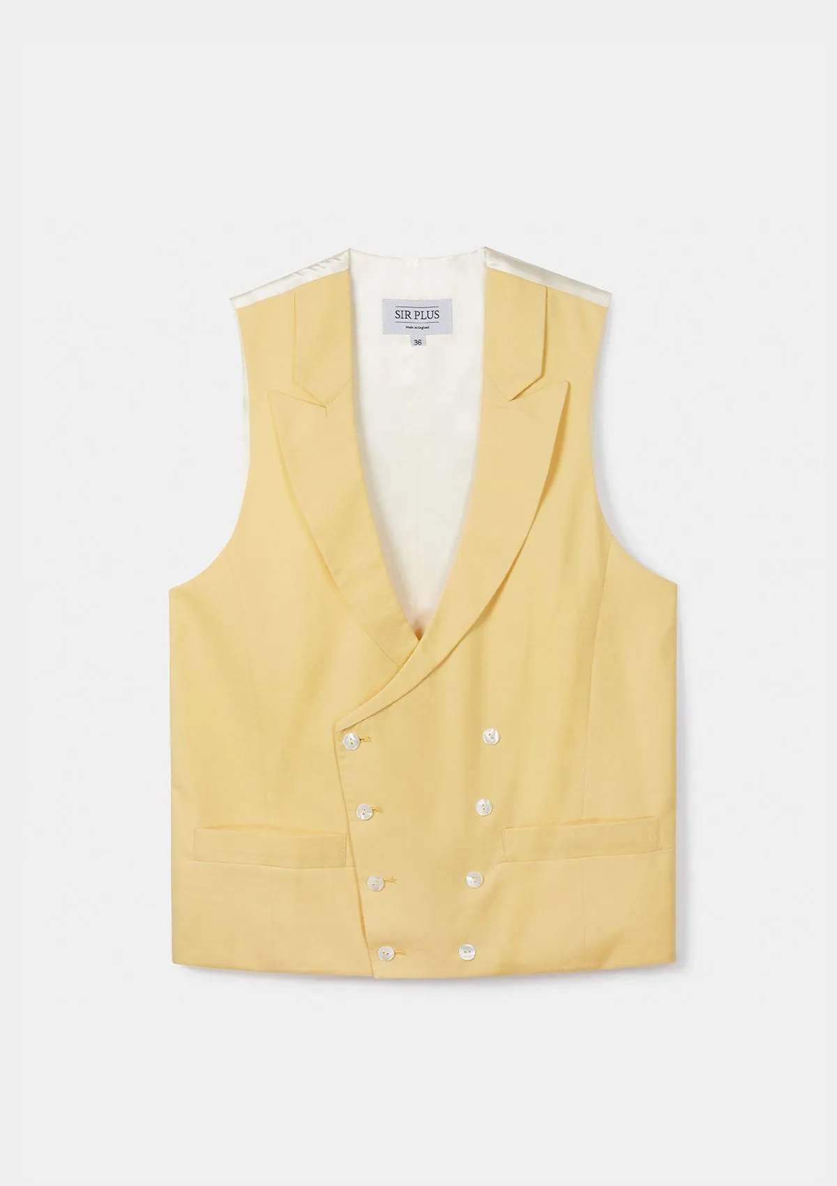 Yellow Peak Lapel Double Breasted Waistcoat